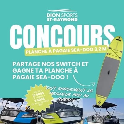 Participez pour remporter une planche à pagaie Sea-Doo de 3,2 m, estimée à 700 $ !