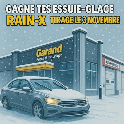 Concours Garand Pneus et Mécanique - Remportez vos balais d'essuie-glace Rain-X !