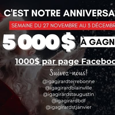 Concours IGA Famille Girard Blainville – CÉLÉBRATION DE L'ANNIVERSAIRE!