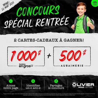 Concours de la rentrée chez Olivier Nissan Sept-Îles !