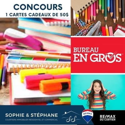 Concours RENTRÉE SCOLAIRE : Gagnez une carte-cadeau de 50$ chez Bureau en Gros.