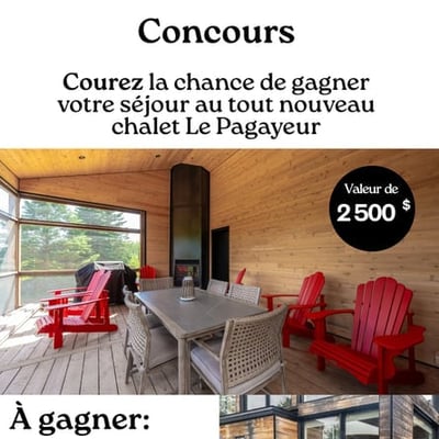 Participez au concours du Baluchon éco-villégiature et remportez un séjour dans le chalet Le Pagayeur !