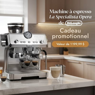Participez au concours pour remporter la prestigieuse machine à espresso La Specialista Opera de De'Longhi.