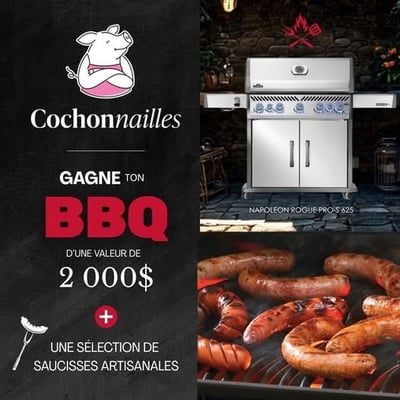 Concours Gourmand–Gagnez un BBQ de luxe et des saucisses Cochonnailles à profusion!