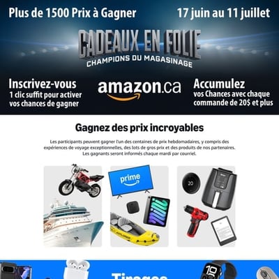 Concours : plus de 1500 récompenses à remporter en effectuant vos achats sur Amazon.