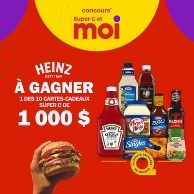Participez au concours Super C et remportez une des dix cartes-cadeaux Super C de 1 000 $.