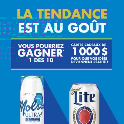 Gagnez une Carte-Cadeau de 1000$ grâce au Concours Miller Lite!