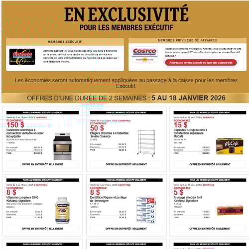 Économies Costco pour les Membres Exécutif