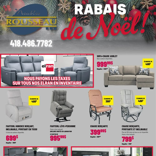  Meubles Rousseau - Rabais de Noël