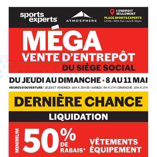  Sports Experts - Méga Vente d'Entrepôt du Siège Social