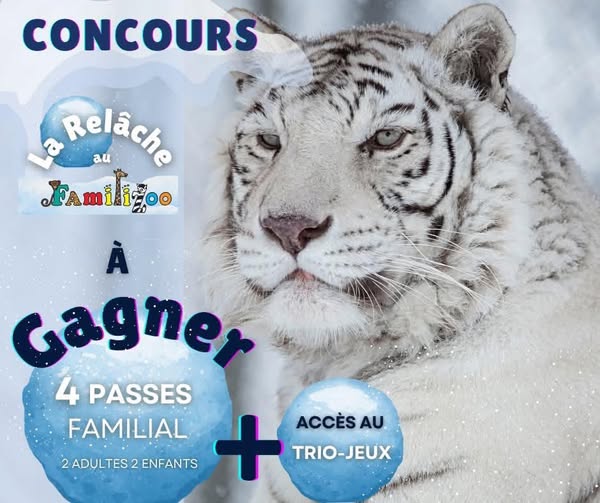 Participez au concours pour triompher d'une journée au Familizoo !