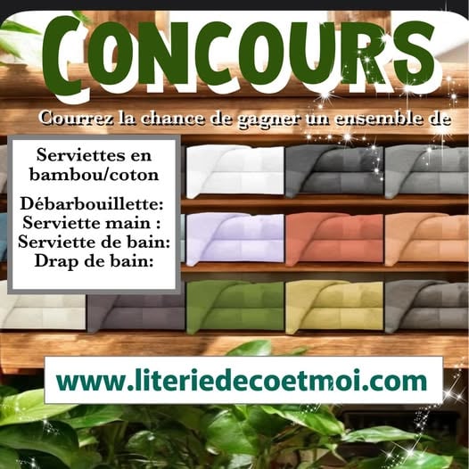 Participez au concours Literie & Déco et remportez un jeu complet de serviettes en coton bambou.