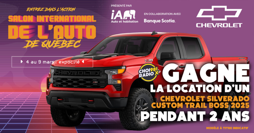 Concours RADIO X : Louez un Chevrolet Silverado pendant deux ans!